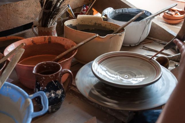 Traditional tools and colours used for decorating