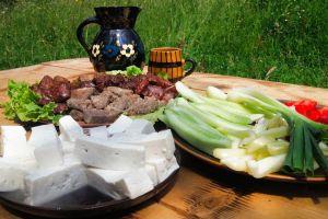 Delicious picnic with traditional products