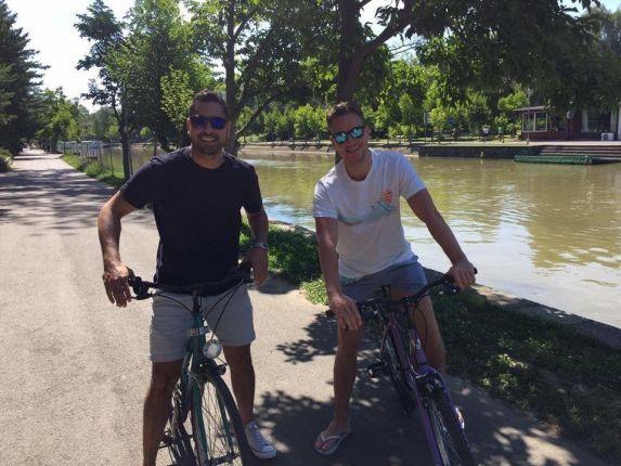Tourists from England enjoying cycle near Bega canal