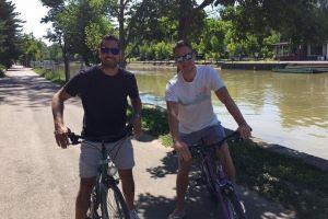 Tourists from England enjoying cycle near Bega canal