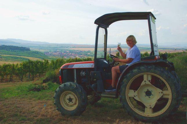 Wine tasting in the tractor