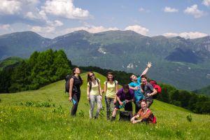 Hiking on the ridge of the mountain