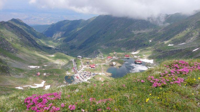 Balea Lake seen from the main ridge of the Fagaras mountains
