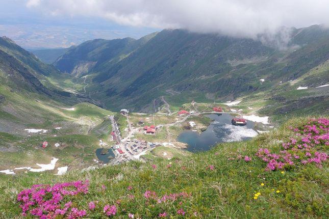 Balea Lake seen from the main ridge of the Fagaras mountains